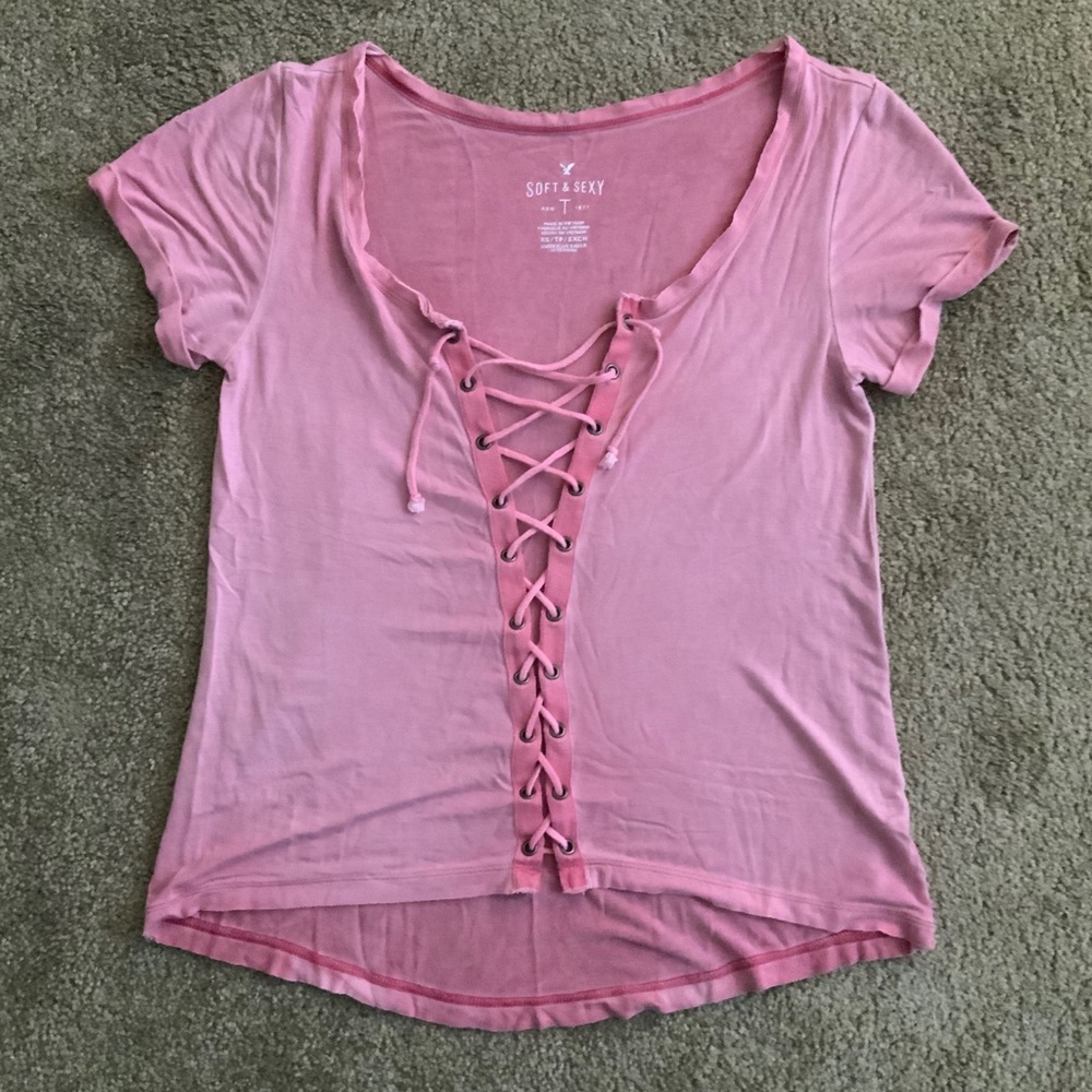 American Eagle Soft & Sexy Lace Up Shirt